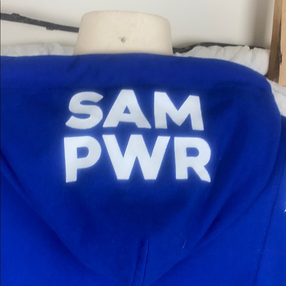 Sam Edelman Blue Cross Back Hoodie Sweater - Picture 6 of 11